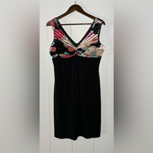 Vintage‎ Joseph Ribkoff Floral Robe Bodycon Dress Sz 8 Orient Elegant Old Luxury